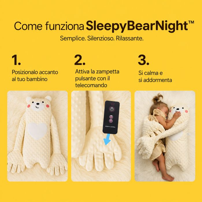 SleepyBearNight™ | Peluche Calmante per Neonati con Tapping Rilassante a 3 Ritmi